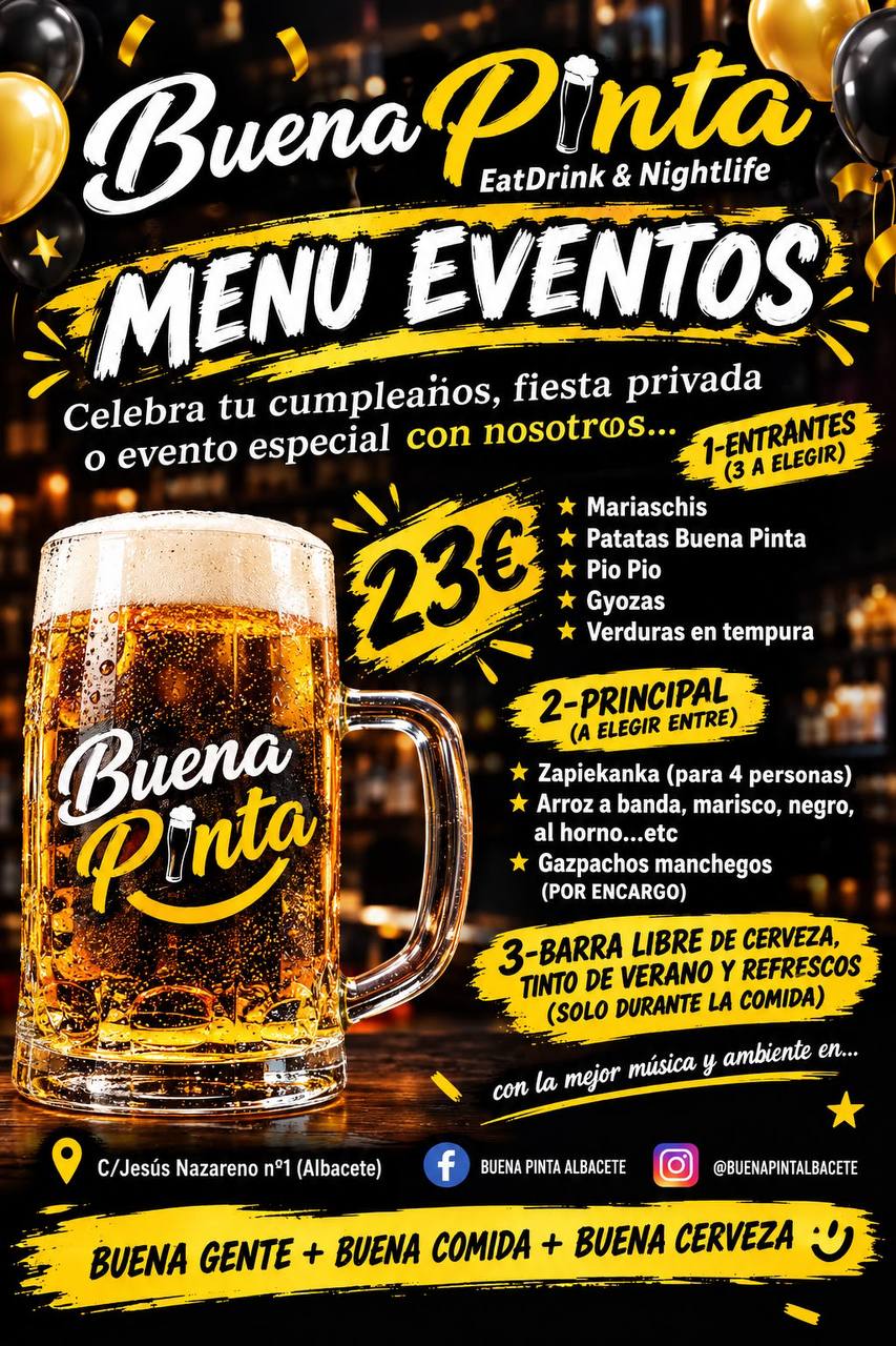 Menú de eventos de Buena Pinta